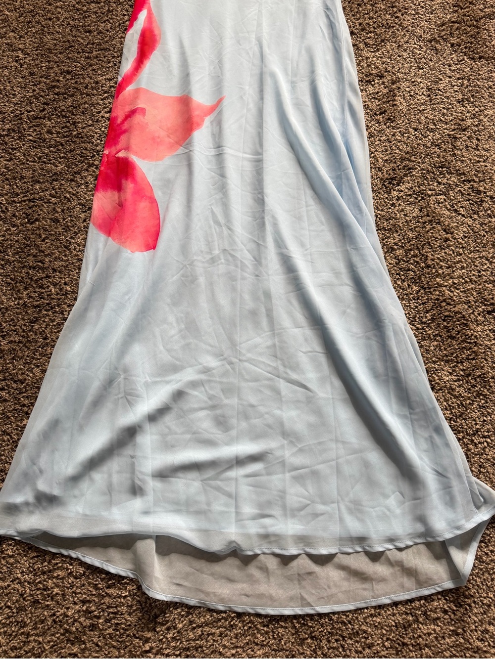 Peppermayo Light Blue Strapless Maxi Dress with Pink-Red Floral Print - Picture 8 of 11